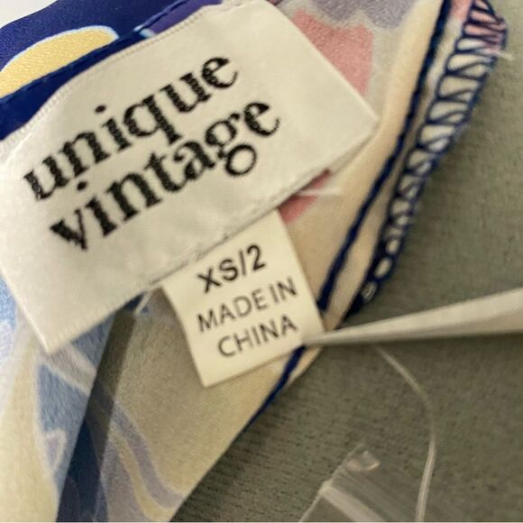 Unique Vintage Navy Purple 70s Style Long Sleeve Maxi Dress Spring Summer XS - Picture 7 of 13